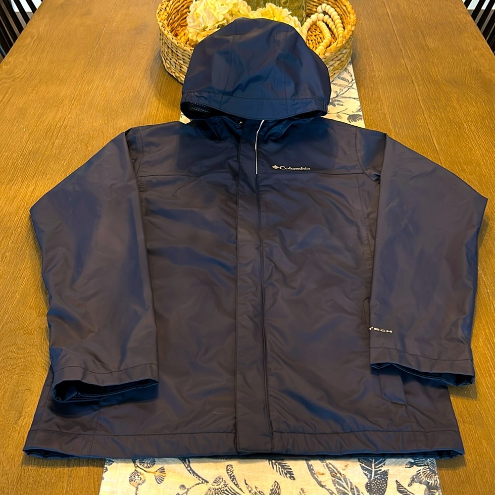 Columbia boys large navy blue rain windbreaker jacket